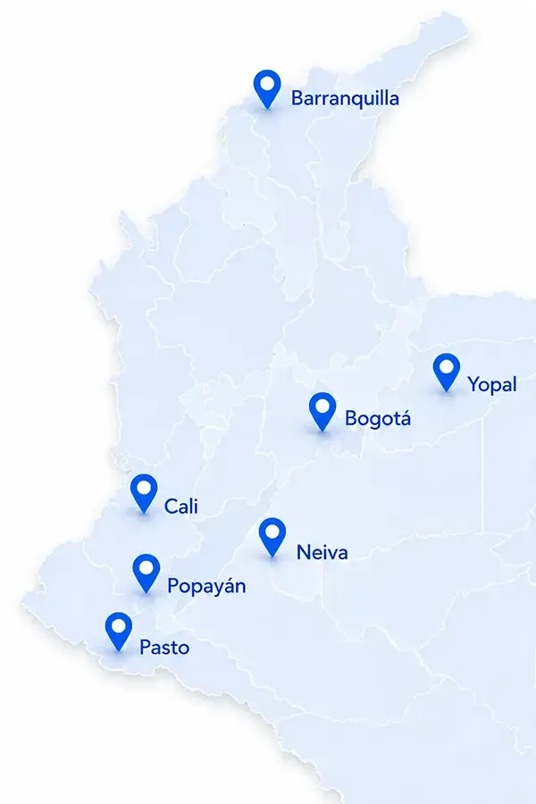 Mapa de presencia RETO Colombia